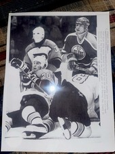 1985 NHL HOCKEY LASERPHOTO PELLE LINDBERGH MARK MESSIER STANLEY CUP FINALS MASK