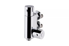 Contemporary Round Vertical Thermostatic Shower Bar Valve (1 Outlet) - Chrome -