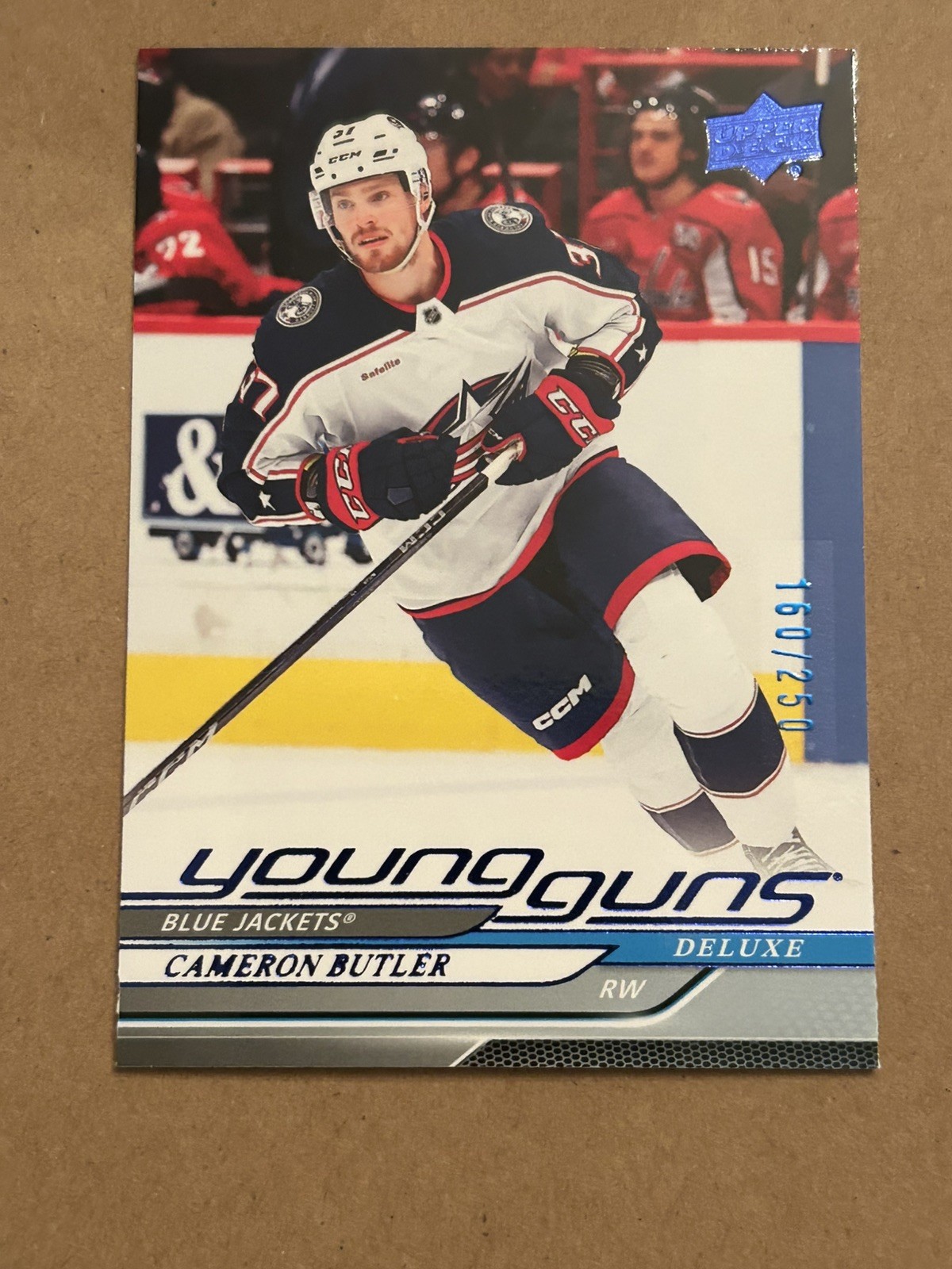 2024-25 Upper Deck #455 Cameron Butler Deluxe /250 Young Gun RC Blue Jackets