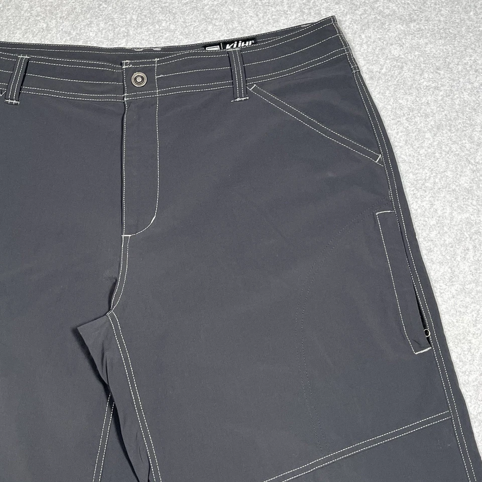 Pantalones Cortos Kuhl Renegade Para Hombres 40 Gris Bolsillo con Cremallera Senderismo Aire Libre Gorp Elástico Foto 2 de 4