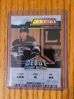2022-23 UD Credentials Brandt Clarke DTA-BC /249 Debut Ticket Access Clear Cut