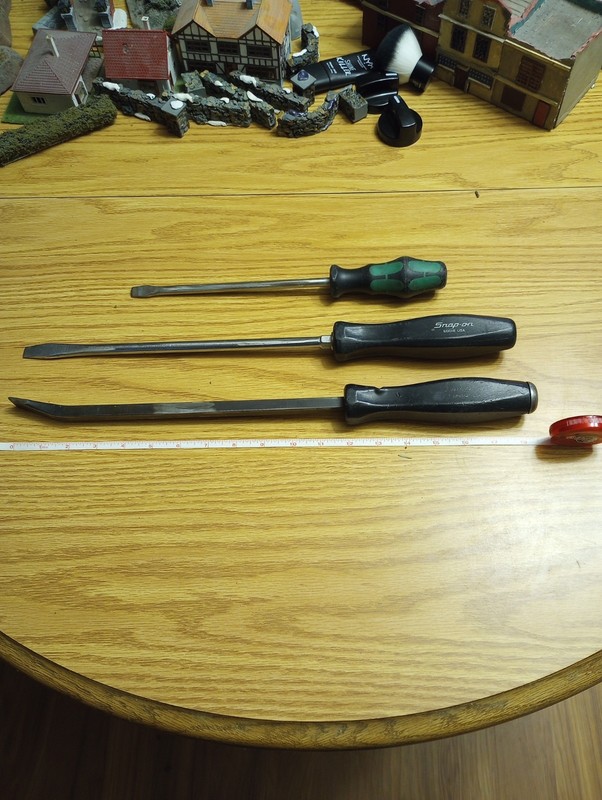 Lot Of 3 Used Heavy Duty 18" Mechanics Pry Bars And Screw Driver