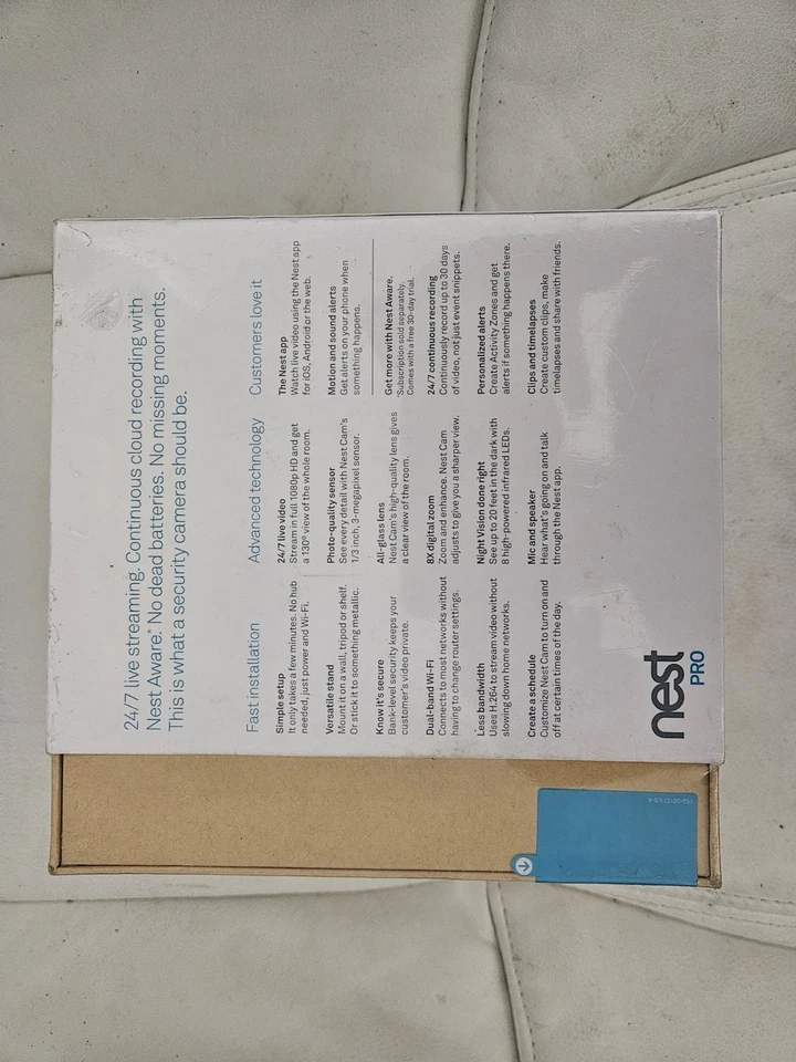 Google Nest Pro (NC1103US) Nest Cam Indoor / 1080p HD and Zoom - NEW SEALED! - Image 2 of 2