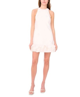 CeCe Sleeveless Ruffled-Hem Sheath Dress Women's XL New Ivory Zipper Closure