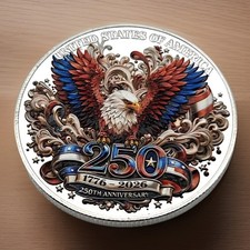 *250TH ANNIVERSARY Patriotic American Bald Eagle* 1776-2026 USA 3D Coin Medal