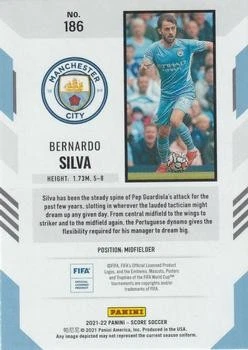 Bernardo Silva 2021-22 Score FIFA Soccer - #186 - Manchester City - Image 2 of 2