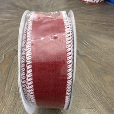 Expressions Wire-Edged Christmas Solid Ribbon Spool 1.5" x 10YD Red/White