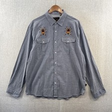 Howler Brothers Gaucho Snap Shirt Mens Large Blue Tarantulas Pearl Snap Western