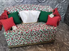 CARDINALS AND STRAWBERRIES SOFA TISSUE BOX COVER NEW HANDMADE FREE TISSUES