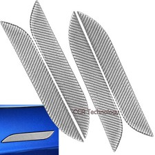 4x Real Carbon Fiber Silver Exterior Door Handle Trim Cover Fits 12-20 Model S