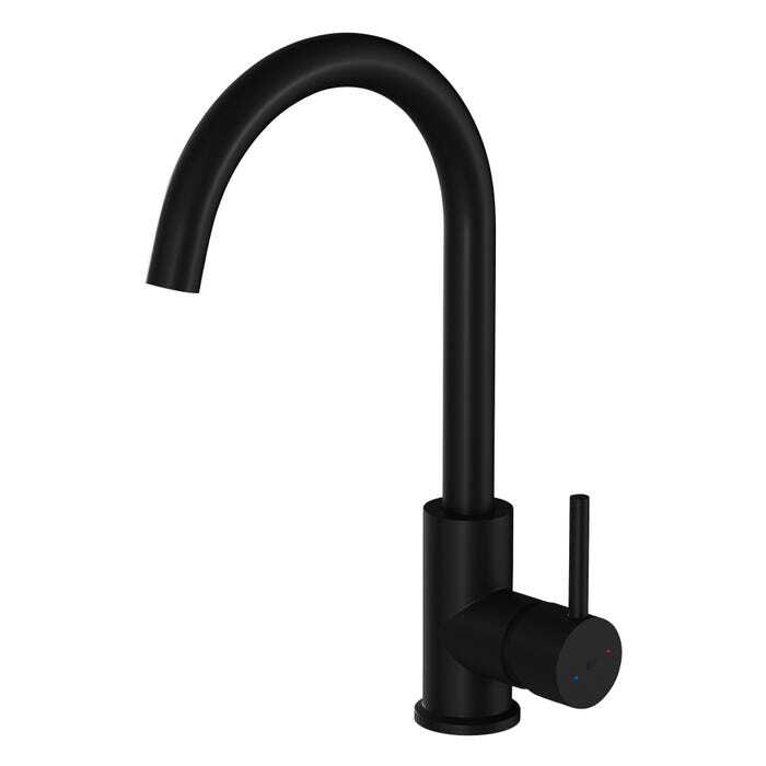 Mitigeur de cuisine bec haut noir pour évier design et robinetterie moderne
