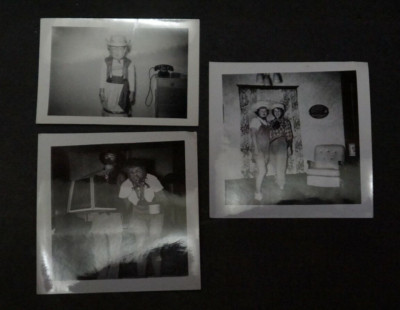 3 VINTAGE Personal Photos HALLOWEEN COSTUMES 1940 s/1950 s ORGAN GRINDER MONKEY