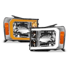 Topline For 2007-2014 Sierra Switchback Sequential Led Strip Headlights - Chrome