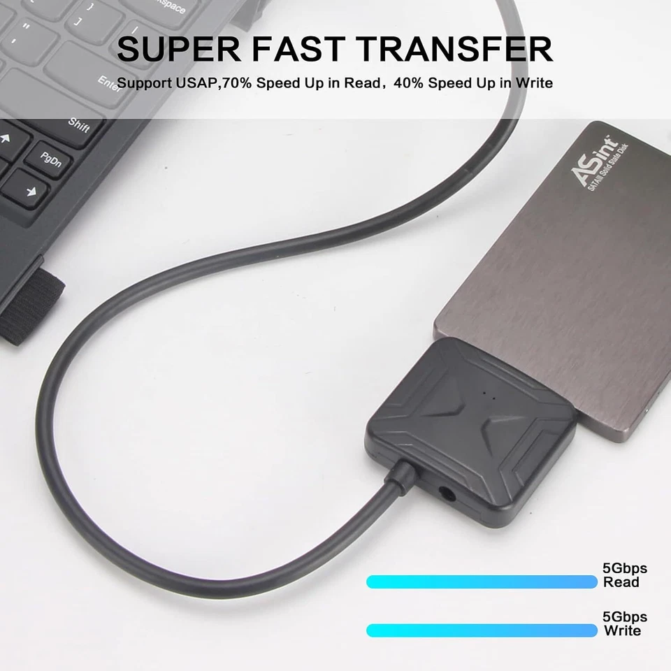 USB 3.0 to SATA External Hard Drive Reader 2.5" 3.5" HDD SSD Power adapter Lot - Image 4 of 4