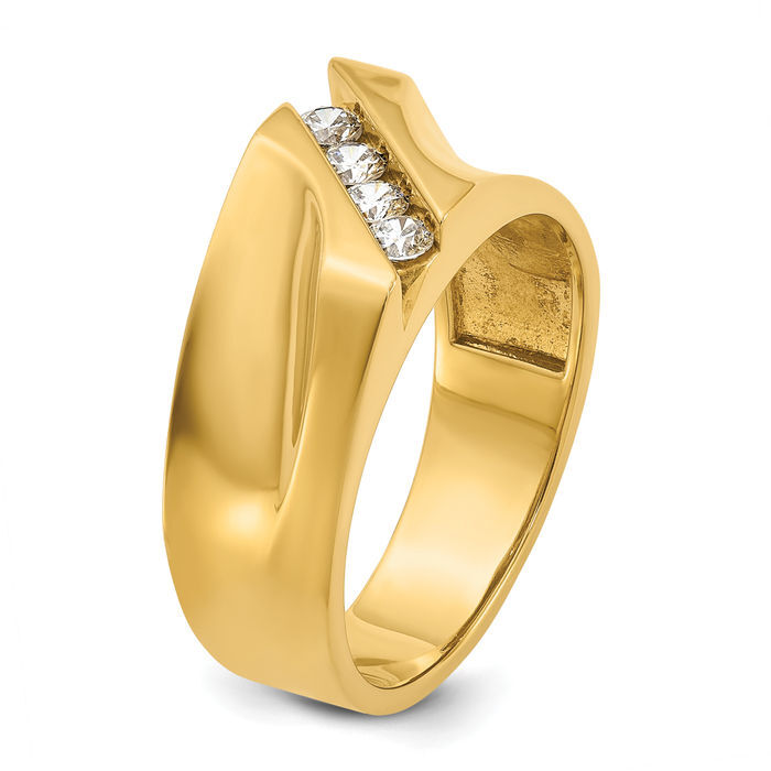 14K Solid Yellow Gold Mens 4 Stone Diamond Statement Ring | eBay
