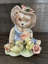 Gorgeous Pearlescent Teddy Bear Ceramic Vintage Hand Painted for decor home
