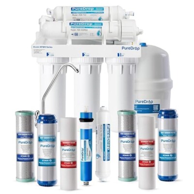 RTW5 5 Stage Reverse  with Faucet and Tank - Plus Extra 3 Filters, 50 GPD, White