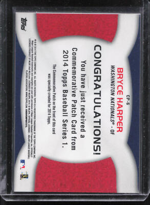 2014 Topps #CP-6 Bryce Harper Commemorative Patches | eBay