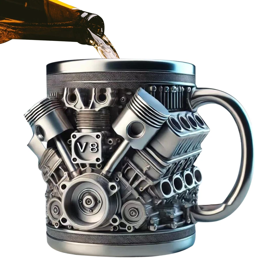 Cyberpunk Mech Engine Coffee Cup - PersonalityEngine Piston Black Coffee Mug - Image 3 of 4