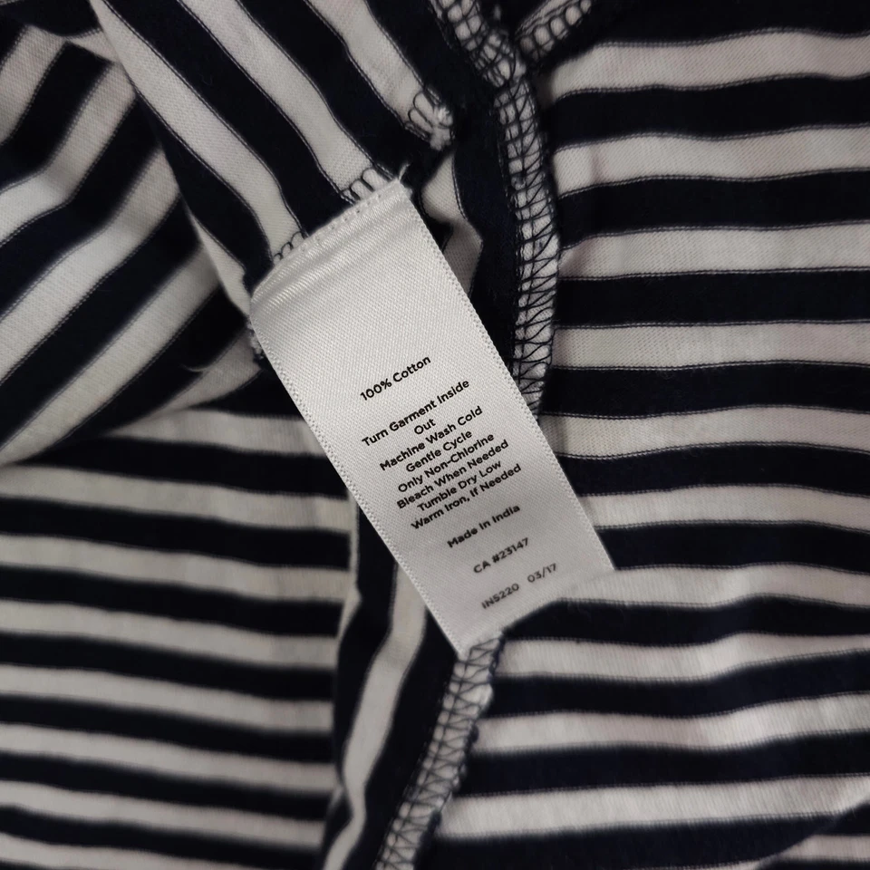 Camisa Talbots Mujer Mediana Azul Blanco Rayas Peplum Volantes Dobladillo Manga Corta Top Foto 4 de 4