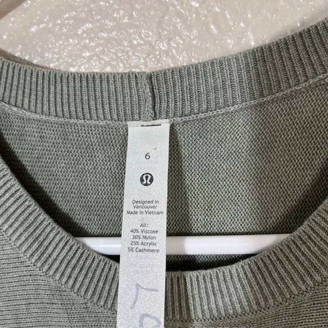 Suéter Top Lululemon Para Mujer Cashlu Tejido Mezcla Cachemira Talla 6 Atletismo Foto 3 de 4