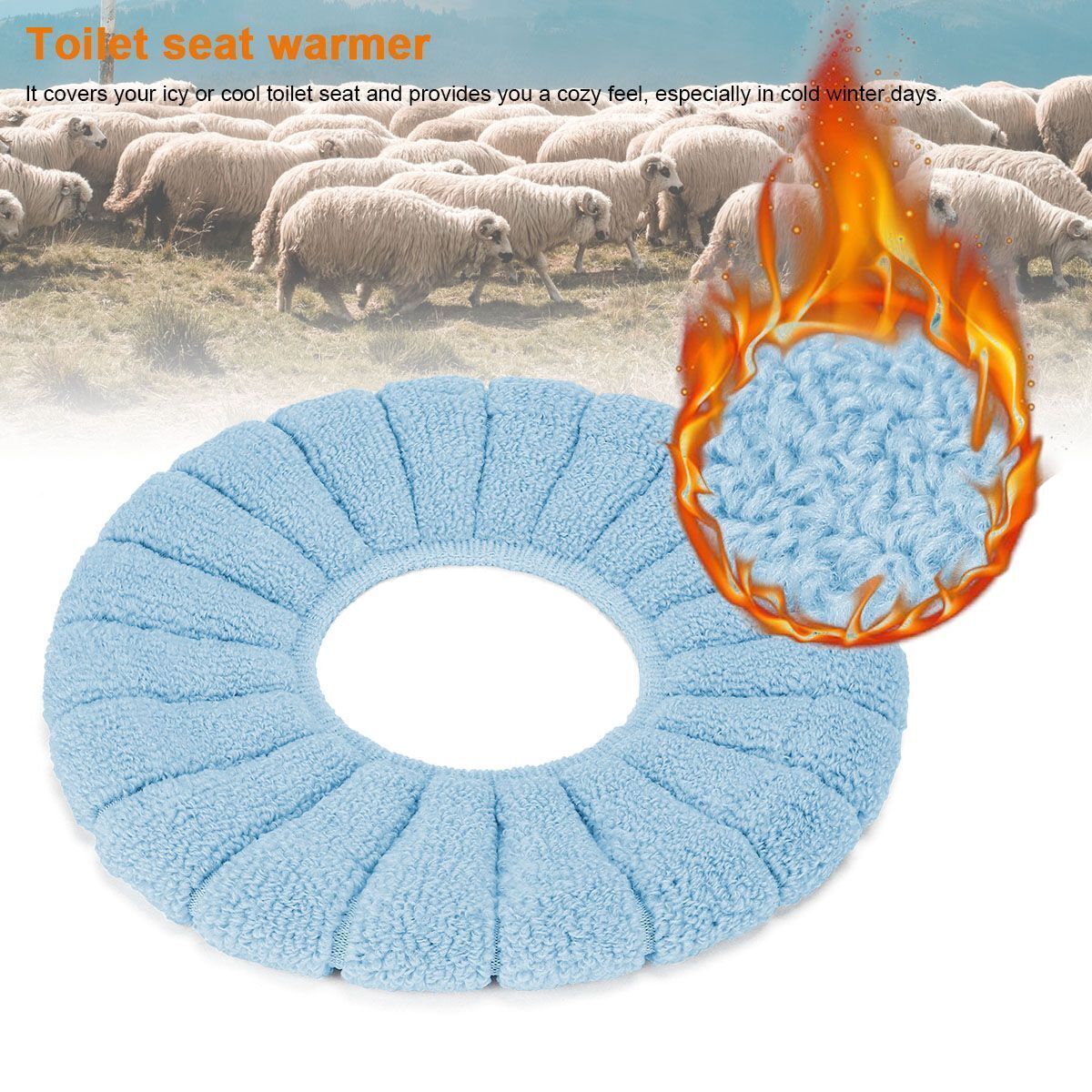 3x Toilet Seat Cover Soft Warm Stretchable Washable Fiber Cloth Easy To Install