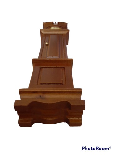 Vtg Dollhouse Miniatures Grandfather Clock Wood Walnut Finish 1:12 - Picture 6 of 7