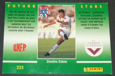 ZINEDINE ZIDANE 93-94 94-95 ROOKIE BORDEAUX PANINI CARD FOOTBALL