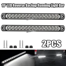 2X 10" 15 LED Reverse Backup Tail Light Bar Strip White Side Marker Lights DRL