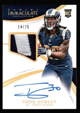 TODD GURLEY 14/25 GOLD ROOKIE AUTO JERSEY PATCH RPA RC 2015 IMMACULATE AUTOGRAPH