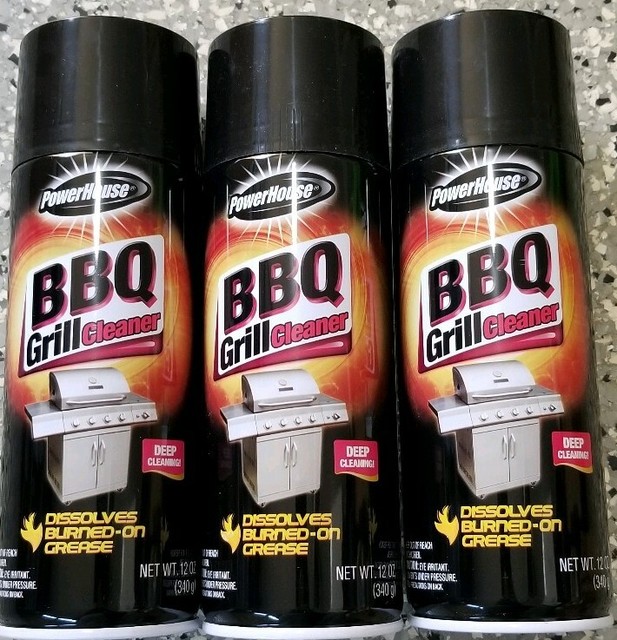3 X BARBECUE BBQ GRILL CLEANER SPRAY GREASE DISSOLVES BURNEDON 12 oz