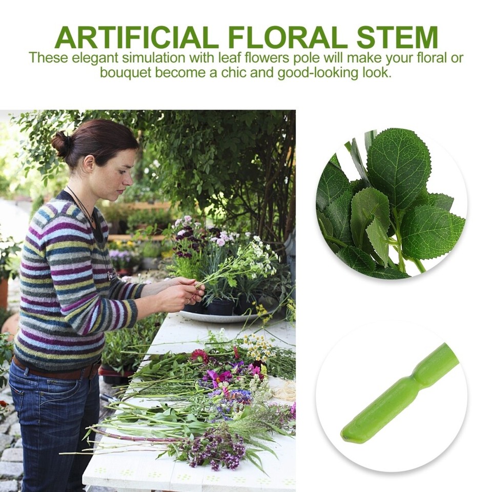30 Pcs Artificial Flower Stems with Leaves Rose Simulation Pole eBay