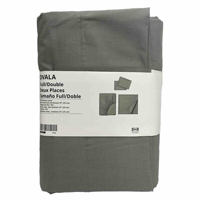 Brand New IKEA DVALA Gray Green Sheet Set Full/Double 105.775.34