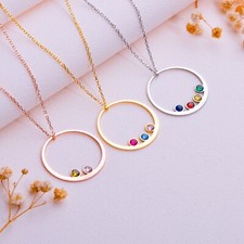 Birthstone Necklace for Mom   Personalized Family Jewelry, August, October