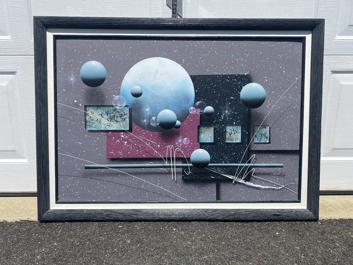 Original Signed J Kugler Painting Abstract Illusionism— Geometric & Planets  | eBay