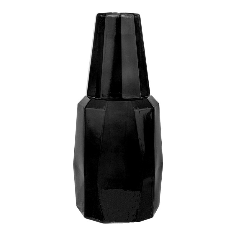 Bruno Magli Geo Black Carafe Set – 2-Piece Glass Carafe With Tumbler Lid, 37 Oz, Elegant Nightstand Pitcher