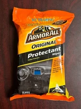 (60-Pk) Armor All ~ Interior Vinyl Rubber ORIGINAL UV PROTECTANT Cleaner Wipes