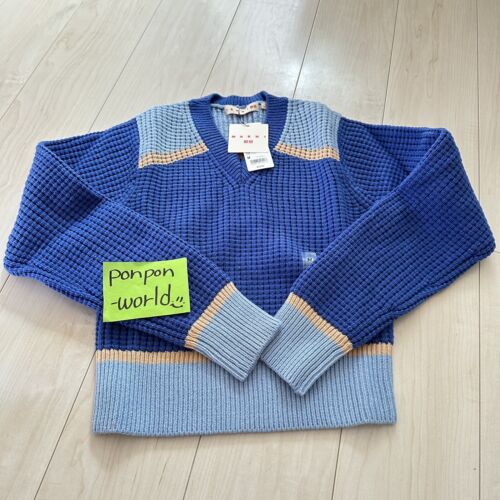 UNIQLO MARNI Knitted V-Neck Long-Sleeve Sweater blue XS/M/XXL/3XL JAPAN FEDEX - Afbeelding 1 van 4