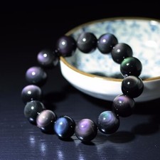 10MM Handmade Balance Round Rainbow Obsidian Bead Healing Men Women Bracelet