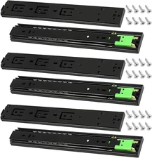 SEUNMUK 6 PCS 3 Pairs 10 Inches Push to Open Drawer Slides, 3-Fold Full Extensio