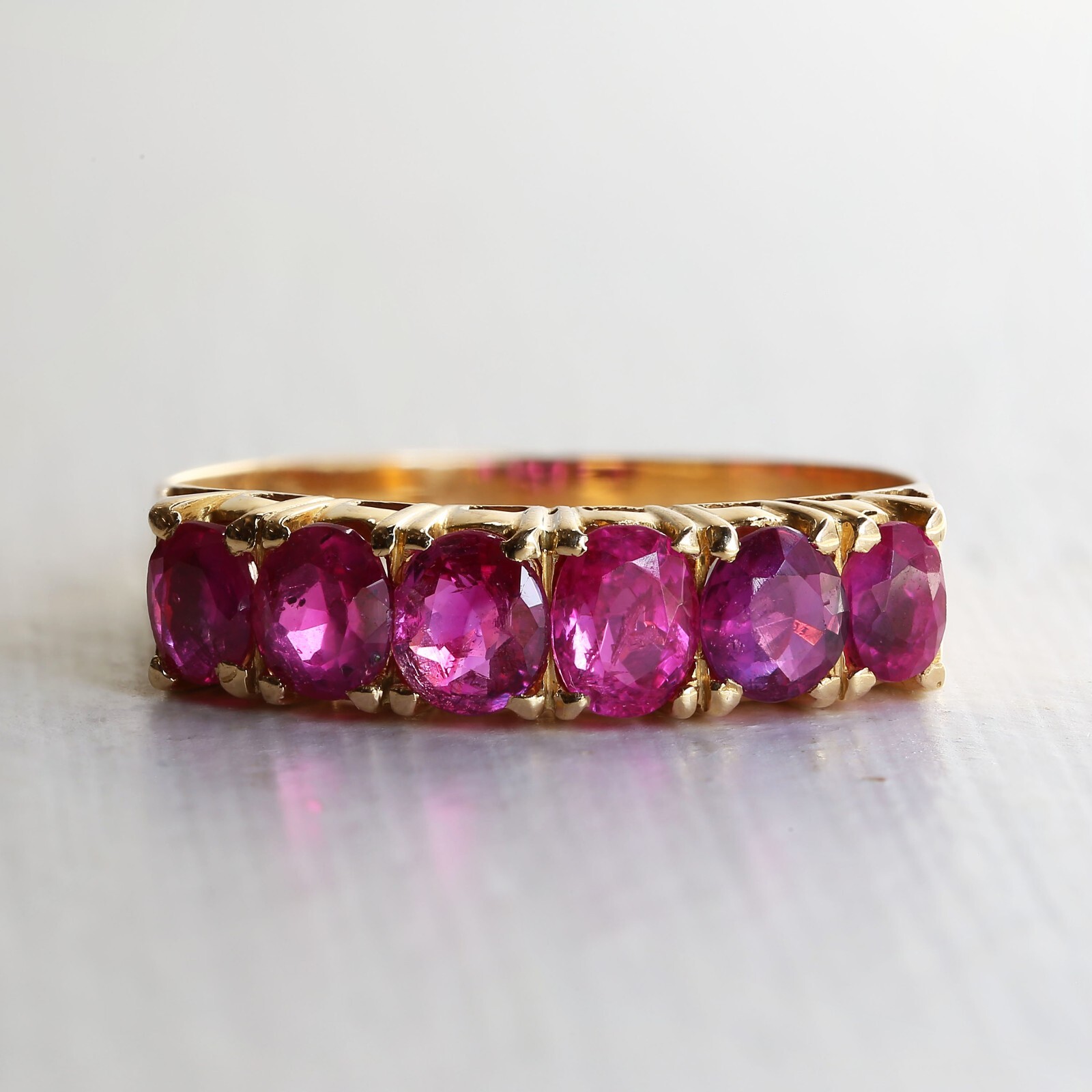 Gold Ruby Ring - 14ct Yellow Gold Ruby Diamond 6 … - image 1