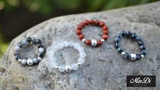 New stretch bead rings  With genuine sterling silver  semi-precious gemstones 