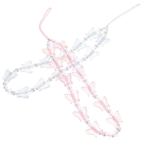 2 Pcs Butterfly Pearl Mobile Chain Wrist Straps for Phones Beaded - 第 1/12 張圖片