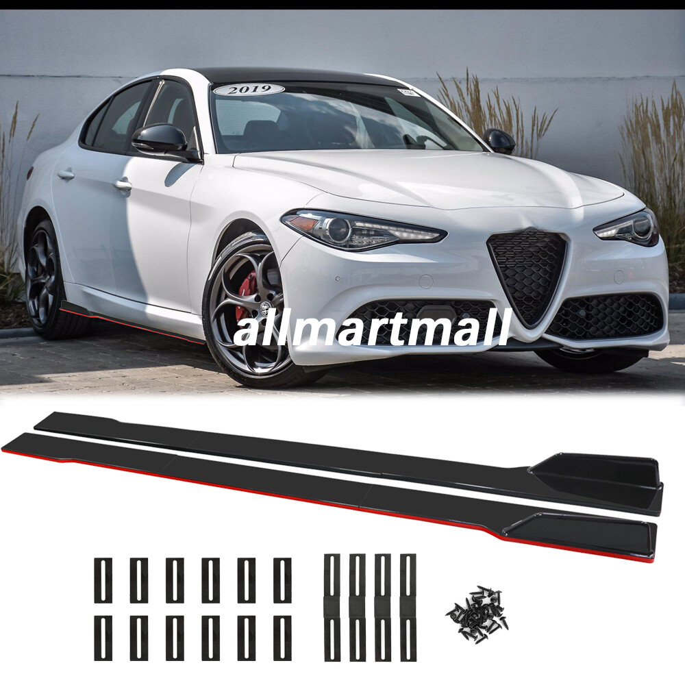 Car Side Skirts Body Kits Splitter Extension Glossy Red for Alfa Romeo Giulia