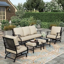 5 PCS Patio Furniture Set Outdoor Conversation Set w/2 Metal Chairs for Backyard