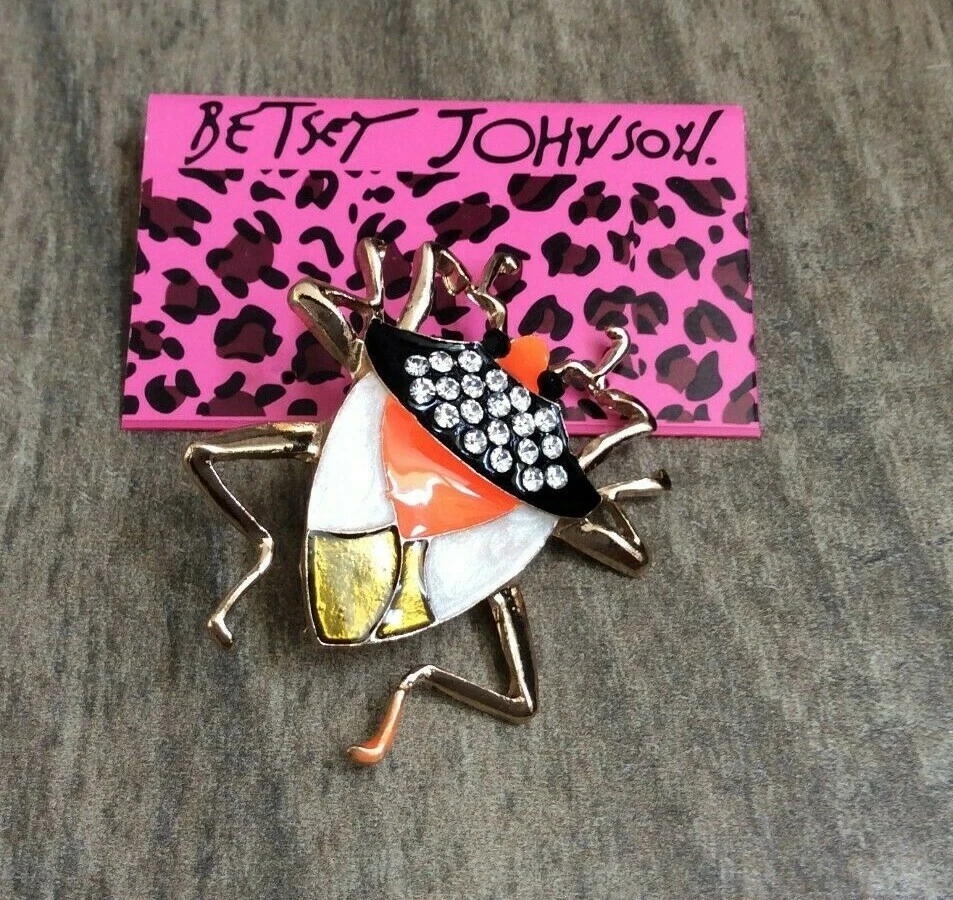 Betsey Johnson Crystal Bug Insect Brooch Pin New Colorful Beauty