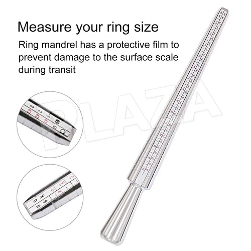 Silver Ring Sizer Size Gauge Tool Finger Measuring Stick Metal Ring Mandrel Set - Picture 3 of 9