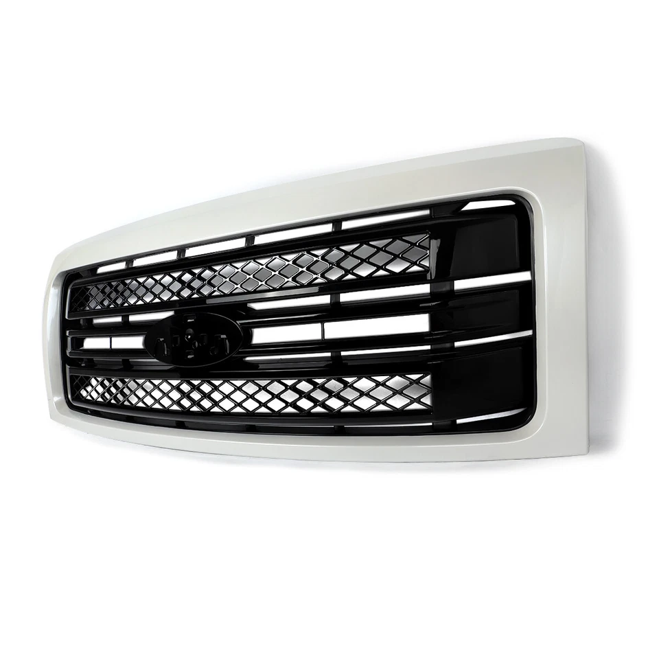White Platinum Front Bumper Grille For 2009-2014 Ford F-150 F150 Platinum Lariat - Image 4 of 4
