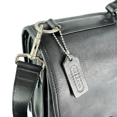 COACH Black Leather Thompson Vintage Unisex Briefcase Messenger