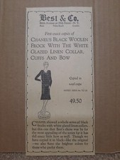 1928 Chanel Black Woolen Frock Copy Newspaper Ad Best & Co